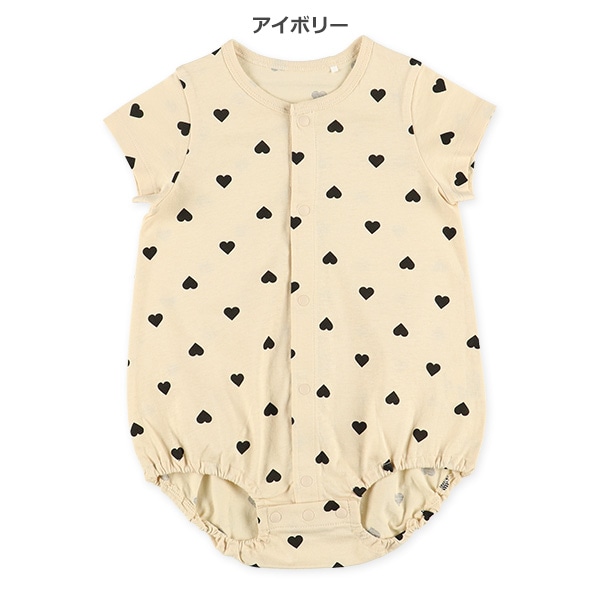 天竺ハート半袖ロンパース
