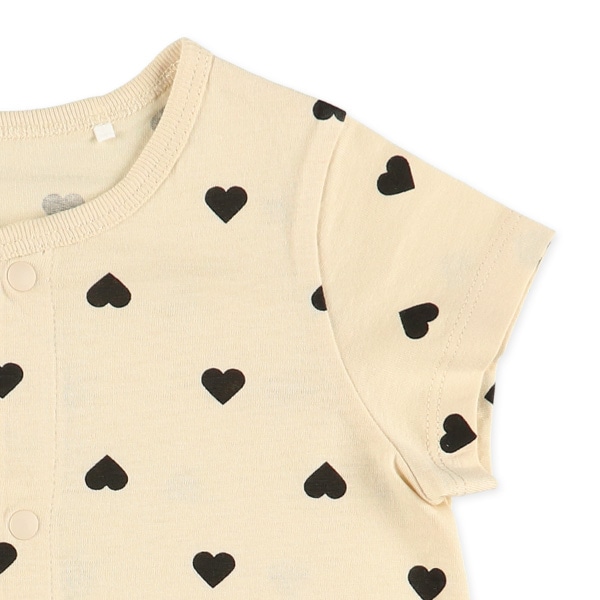 天竺ハート半袖ロンパース