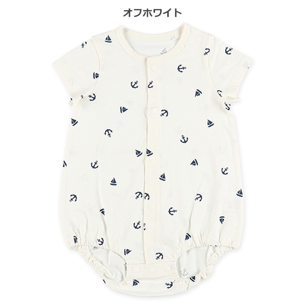天竺アンカー半袖ロンパース