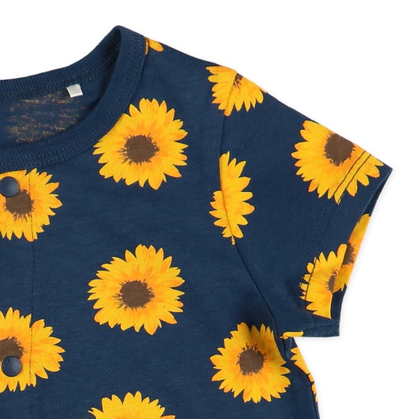 天竺ひまわり半袖ロンパース