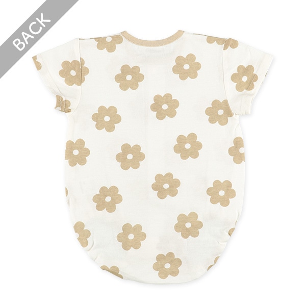 天竺大きな花半袖ロンパース