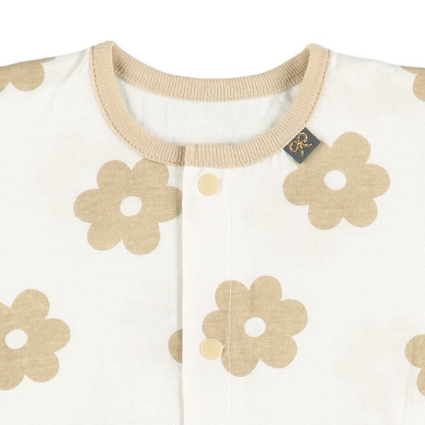 天竺大きな花半袖ロンパース