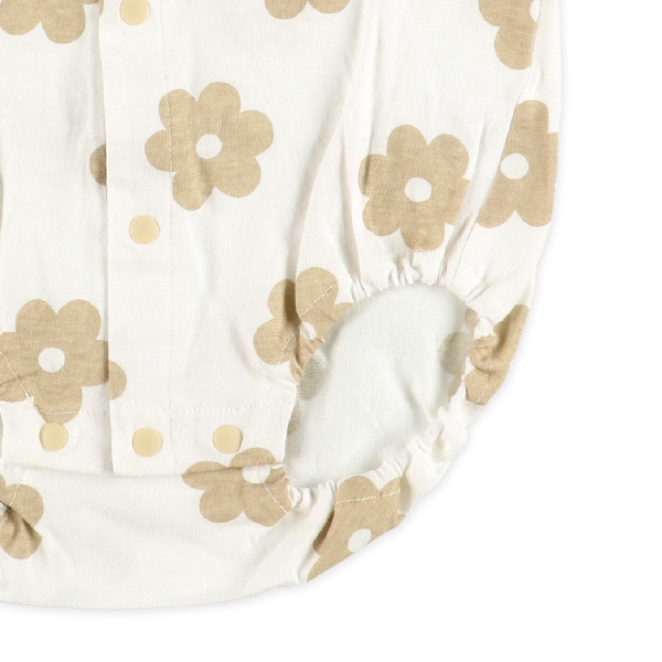 天竺大きな花半袖ロンパース