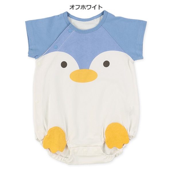 天竺ペンギンラグラン半袖ロンパース