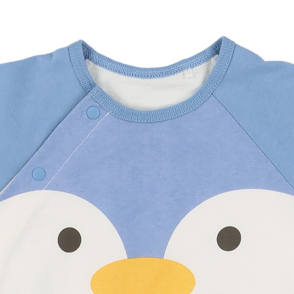 天竺ペンギンラグラン半袖ロンパース