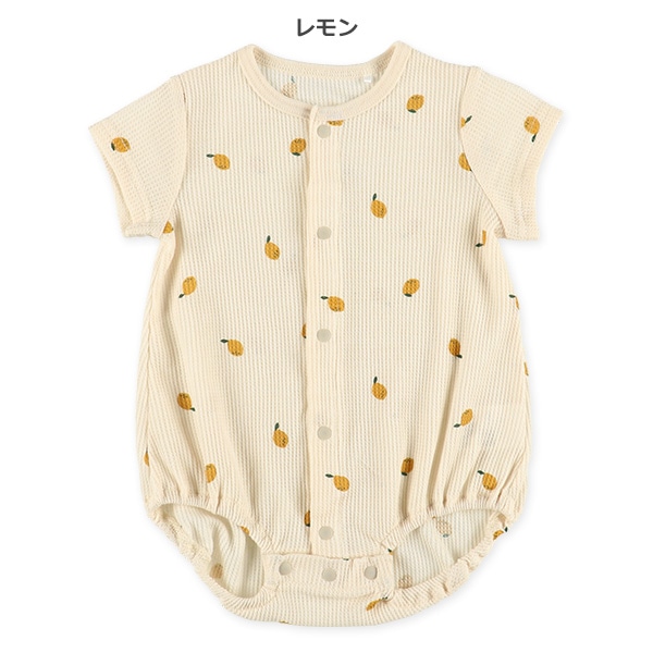 ワッフルフルーツ総柄半袖ロンパース