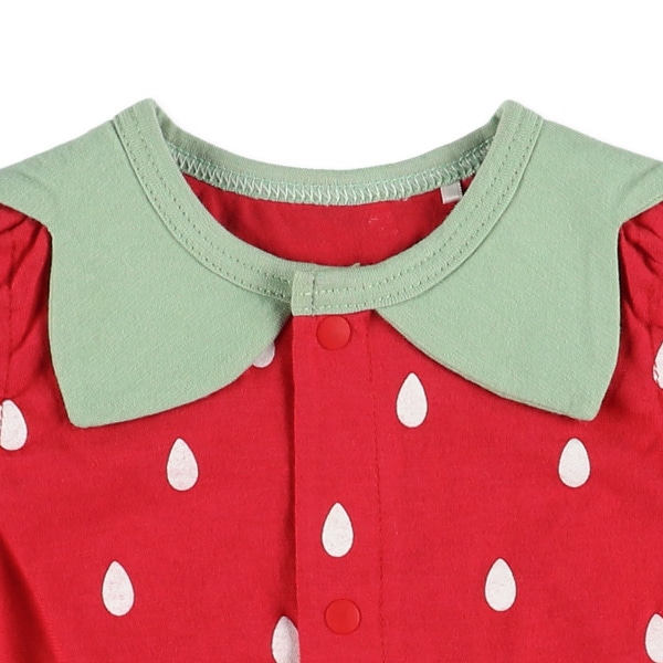 天竺いちご・すいかノースリーブロンパース