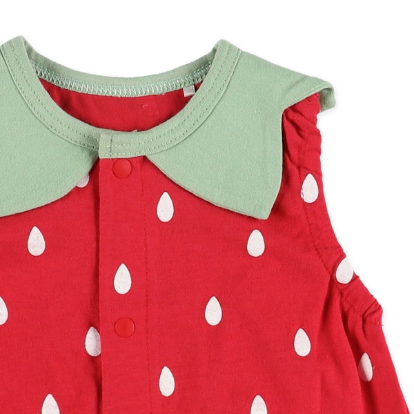 天竺いちご・すいかノースリーブロンパース