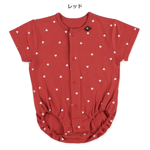 天竺ハートドット半袖ロンパース