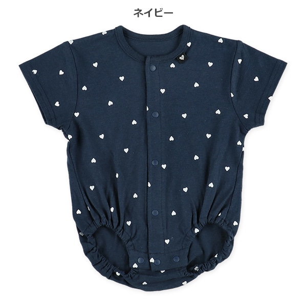 天竺ハートドット半袖ロンパース