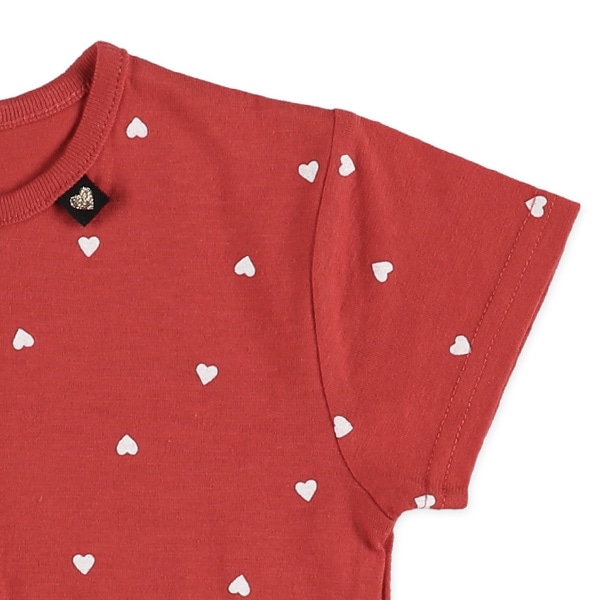 天竺ハートドット半袖ロンパース