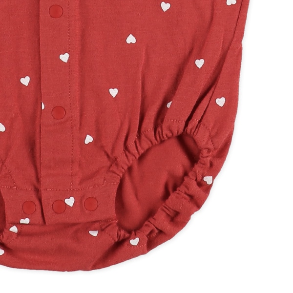 天竺ハートドット半袖ロンパース
