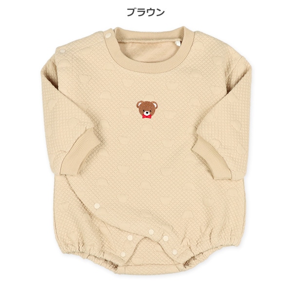 ジャガードキルト型押し長袖ロンパース