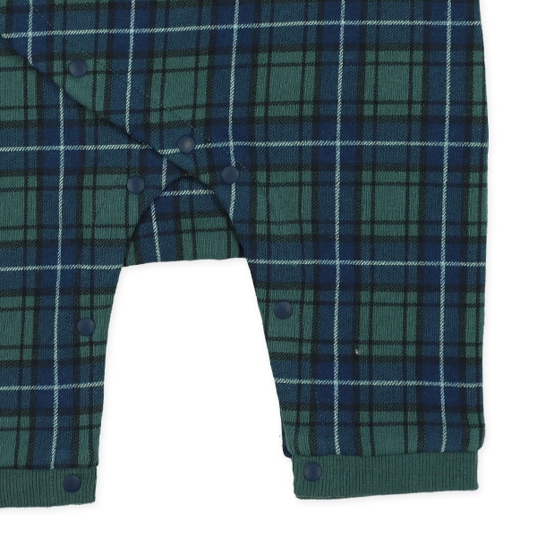 裏起毛チェック吊り風長袖ロンパース