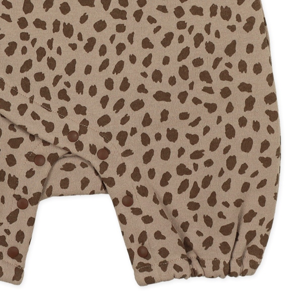 裏起毛アニマルプリント吊り風長袖ロンパース