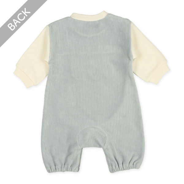 吊り風アップリケくま長袖ロンパース