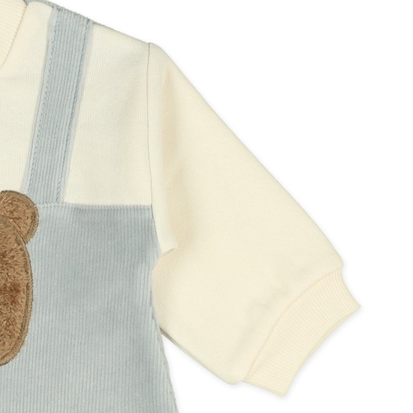 吊り風アップリケくま長袖ロンパース