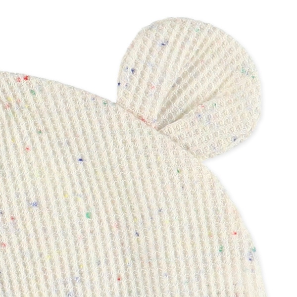 ワッフル耳付き新生児帽子（カラーネップ）