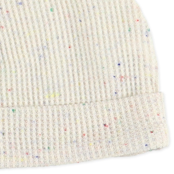 ワッフル耳付き新生児帽子（カラーネップ）