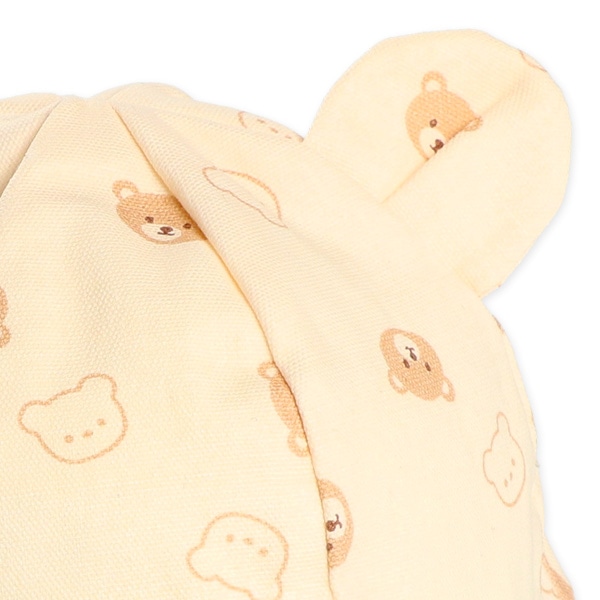 くま耳付き新生児帽子（くま総柄）