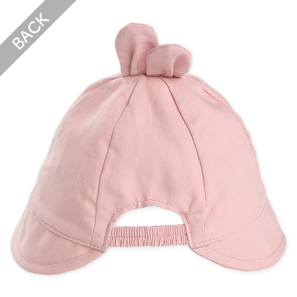 うさ耳付き新生児帽子（ホワイト・ピンク）