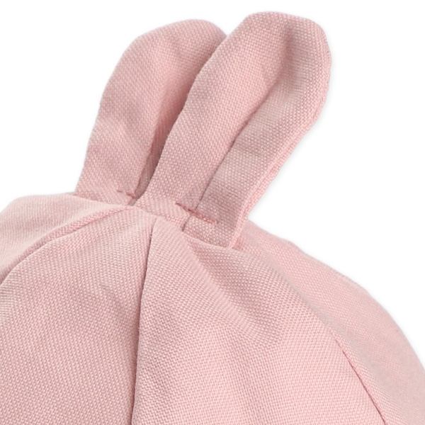 うさ耳付き新生児帽子（ホワイト・ピンク）