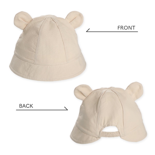 くま耳付き新生児帽子（ベージュ・ネイビー）