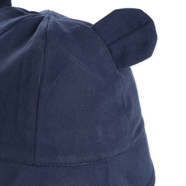 くま耳付き新生児帽子（ベージュ・ネイビー）