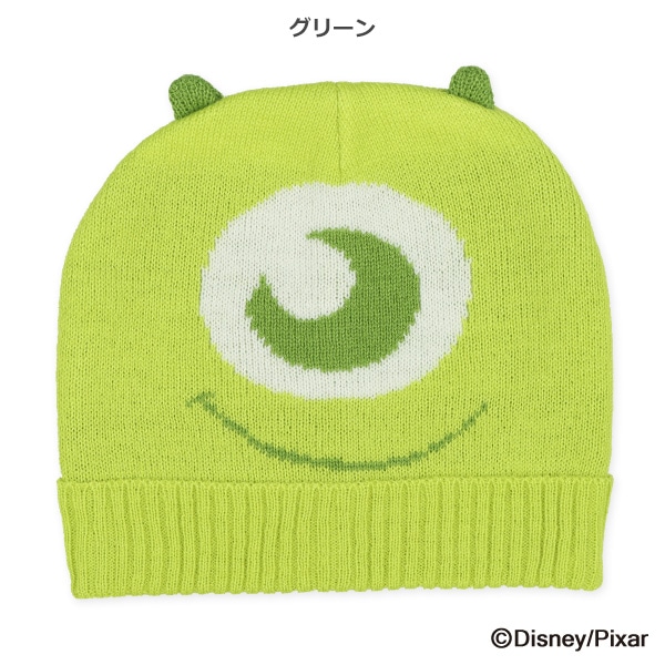 ニット耳付き新生児帽子（モンスターズインク・マイク）