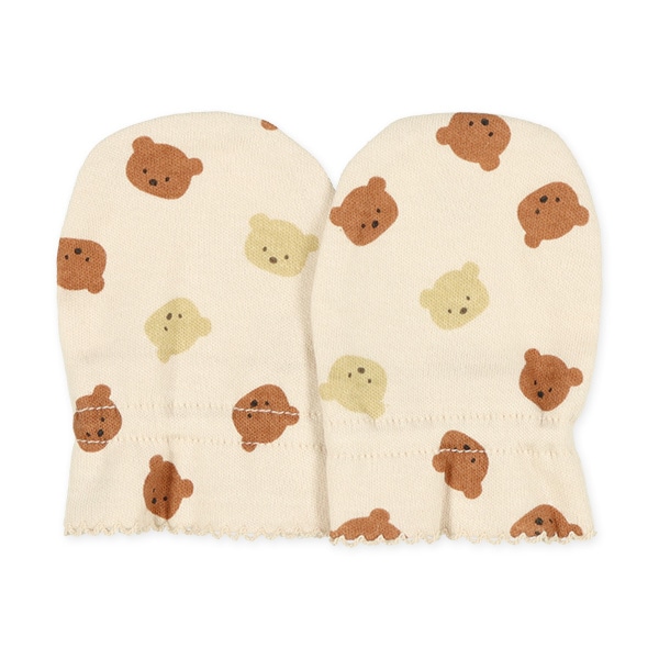 3枚組スムースミトン（くまフェイス）