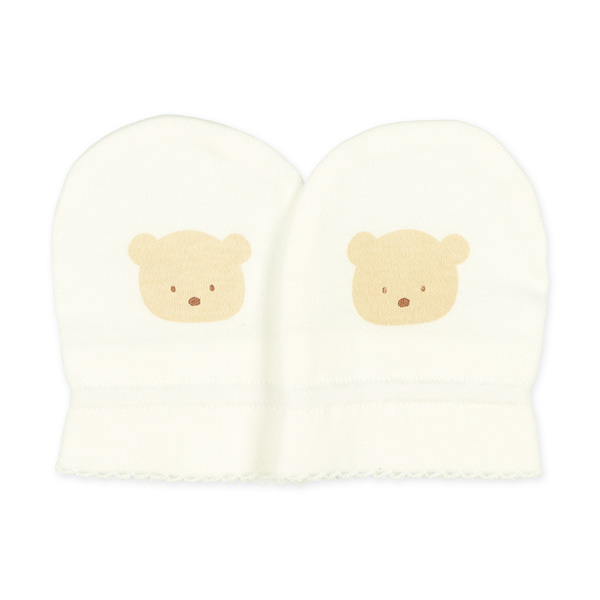 3枚組スムースミトン（くまフェイス）