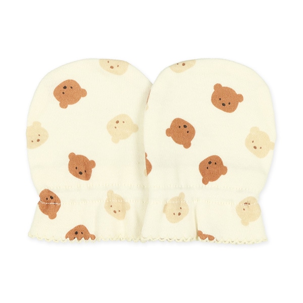 3枚組スムースミトン（くまフェイス）