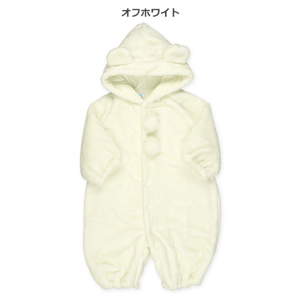 フランネル裏フリース耳付き梵天コンビオール