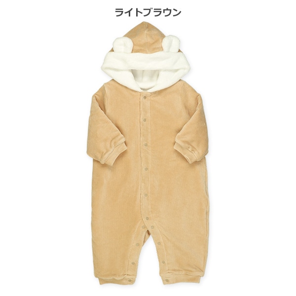 裏フリースニットコール耳付きバギーオール