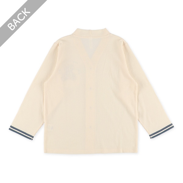 ワッフル前開き長袖パジャマ（くまポケット）