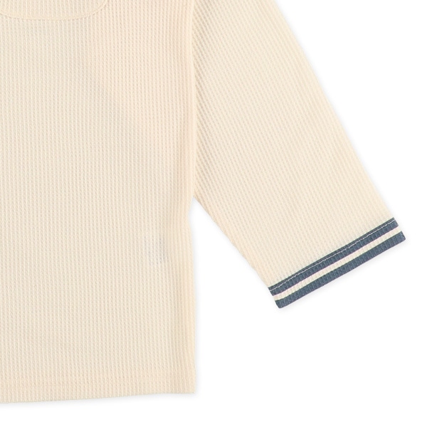 ワッフル前開き長袖パジャマ（くまポケット）