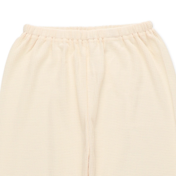 ワッフル前開き長袖パジャマ（くまポケット）