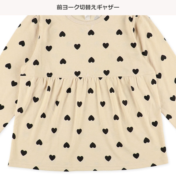 長袖パジャマ（ハート総柄・切り替え）