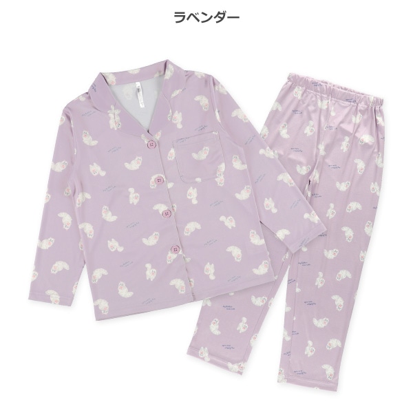 前開き長袖パジャマ（ねこ総柄）