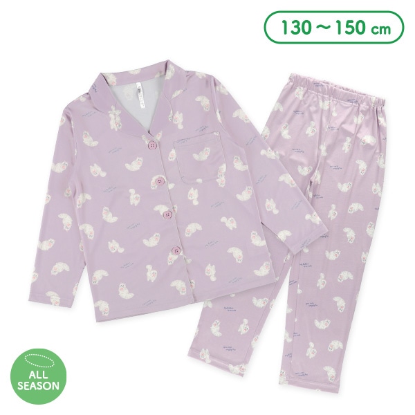 前開き長袖パジャマ（ねこ総柄）