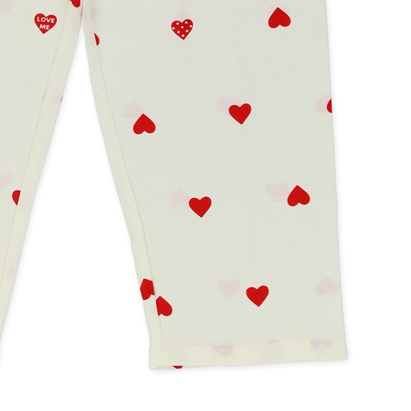 前開き長袖パジャマ（ハート総柄）