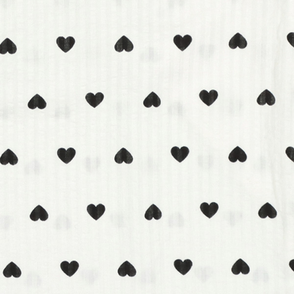 袖ロールアップ前開き長袖パジャマ（ハート総柄）