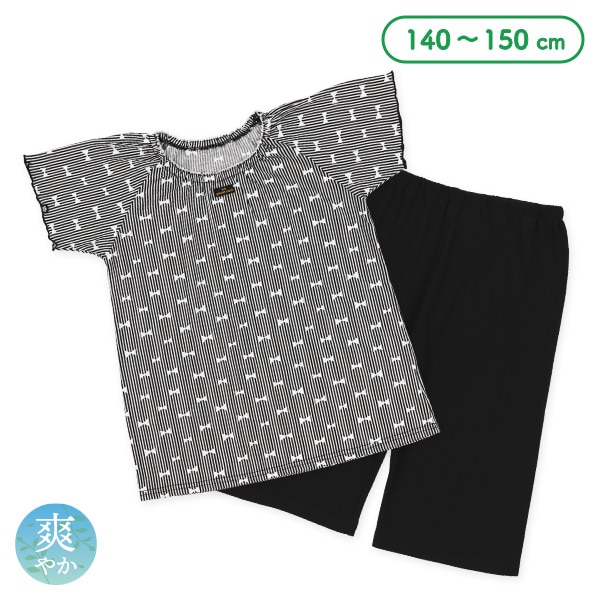 ラグラン半袖パジャマ（リボン柄・ストラップ）