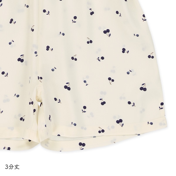 前開き半袖パジャマ（モノトーンチェリー総柄）