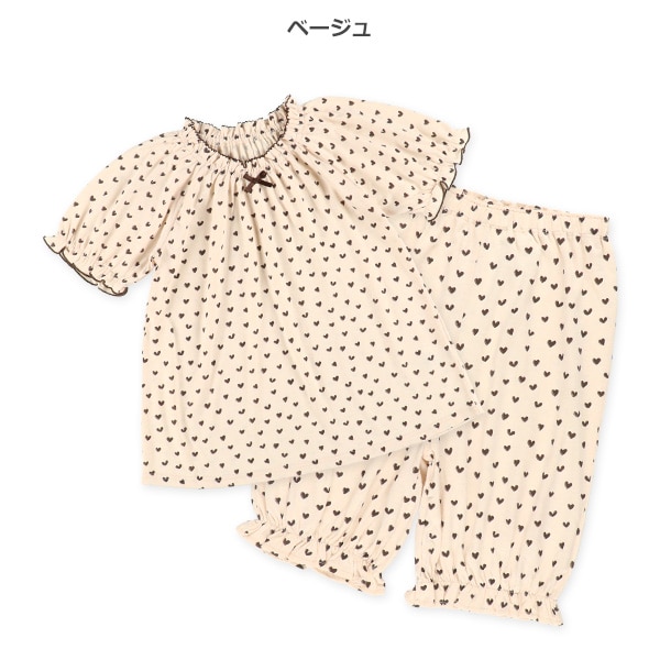 ラグラン半袖パジャマ（くすみハート総柄）