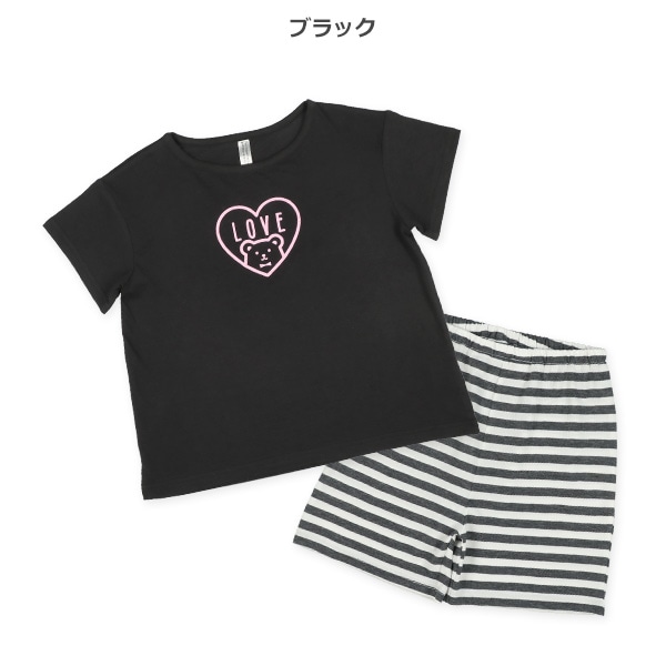半袖パジャマ（くまハート・ボーダー）