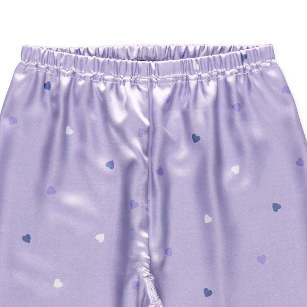 前開き半袖パジャマ（サテン・ハート総柄）