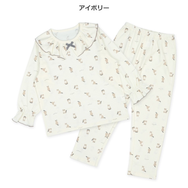 長袖パジャマ（衿付き・ねこ）