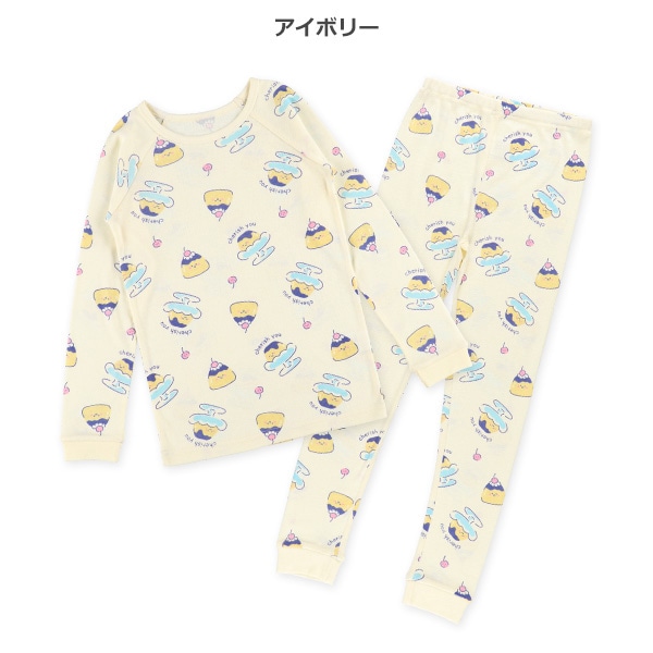 スリムフィットラグラン長袖パジャマ（プリン総柄）