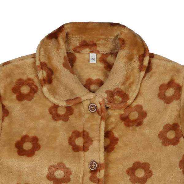 マイクロフリース前開き長袖パジャマ（花総柄）